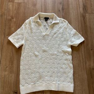 Elegant Cream Knit Polo Shirt
